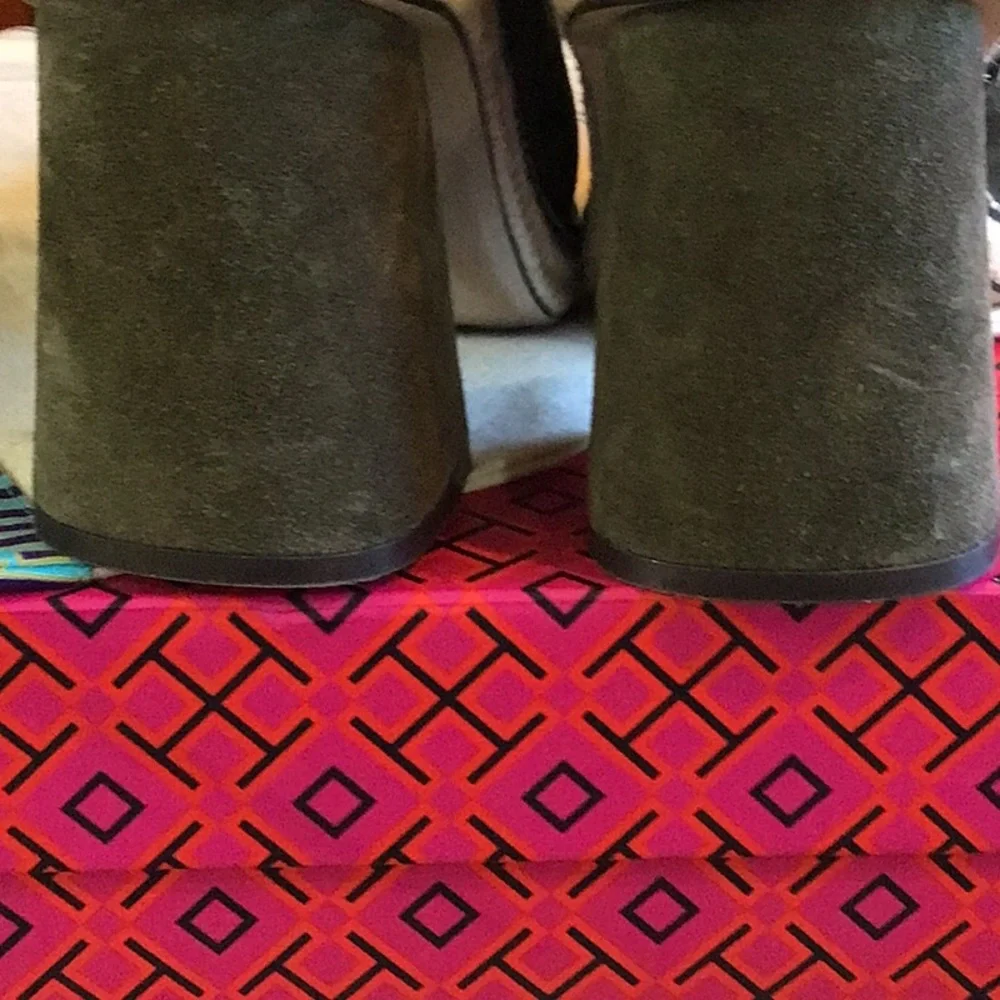 Tory Burch Olive Suede Olive Green Ankle Boots